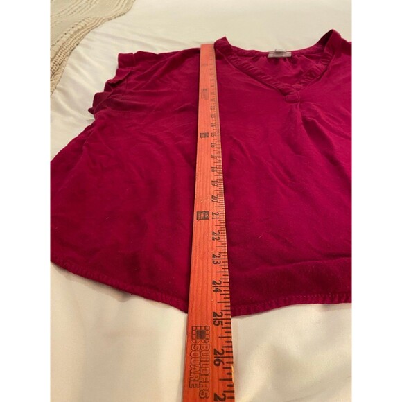 Liz Claiborne Blouse Plus Size 2X Magenta Pink V Neck Top w/ Cap Sleeves - Picture 6 of 6